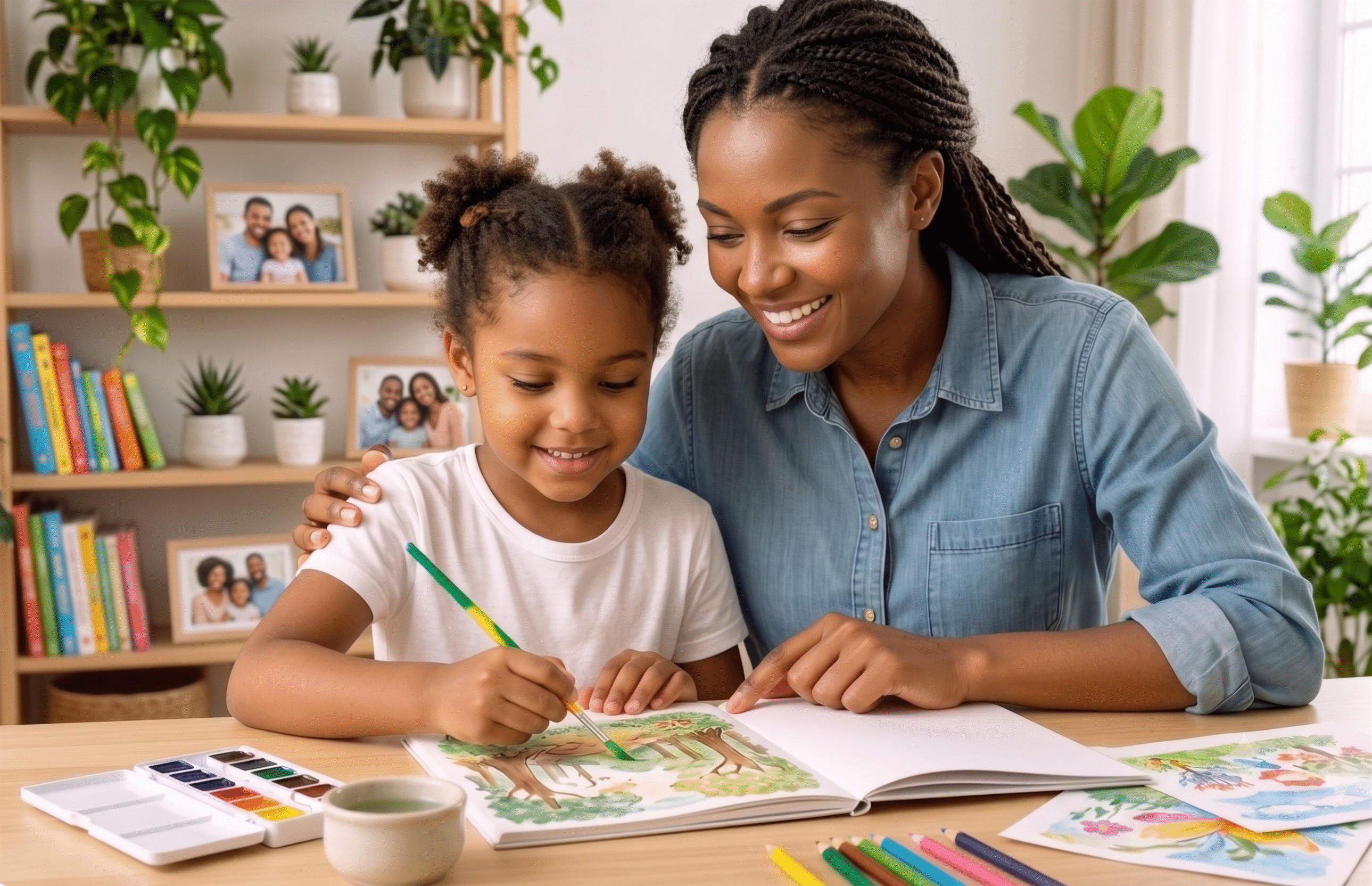 Maman et sa fille (3 à 10 ans) partageant une activité pour renforcer l'estime de soi